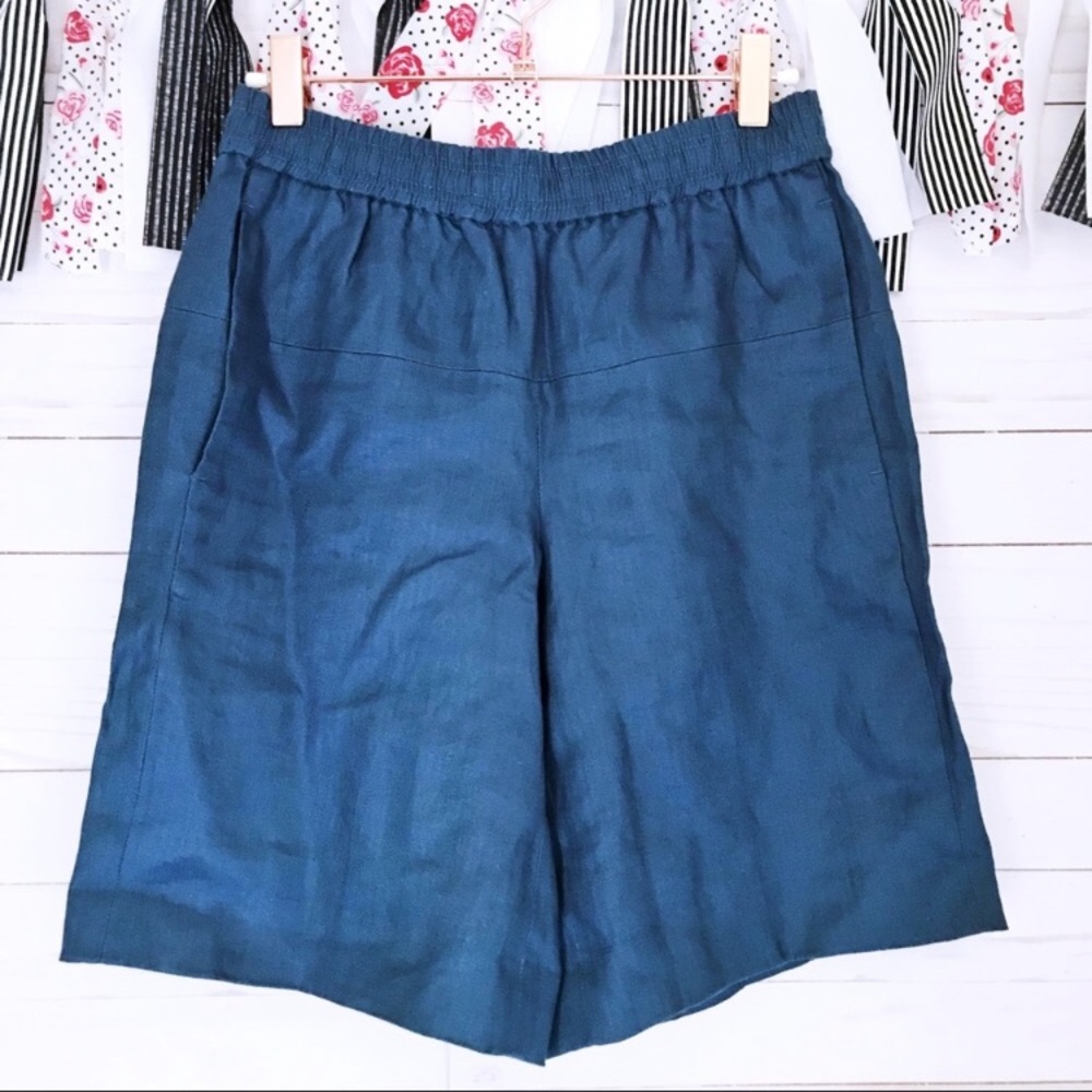 NWOT J. Crew Linen Bermuda Shorts Elastic Waist